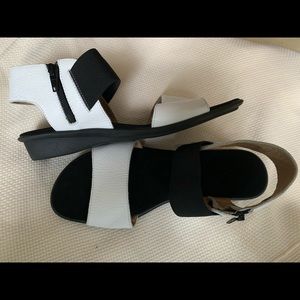Black and white sandals